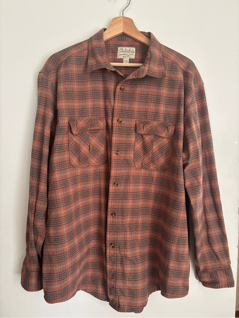 Cabela's Men's Rust and Gray Plaid Button-Down Shirt
